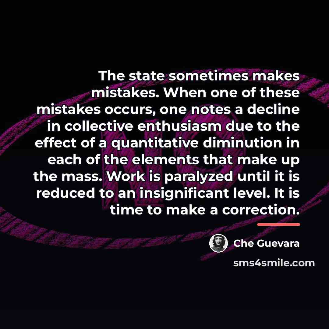 “The state sometimes makes mistakes. When one of these mistakes…” quote by Che Guevara