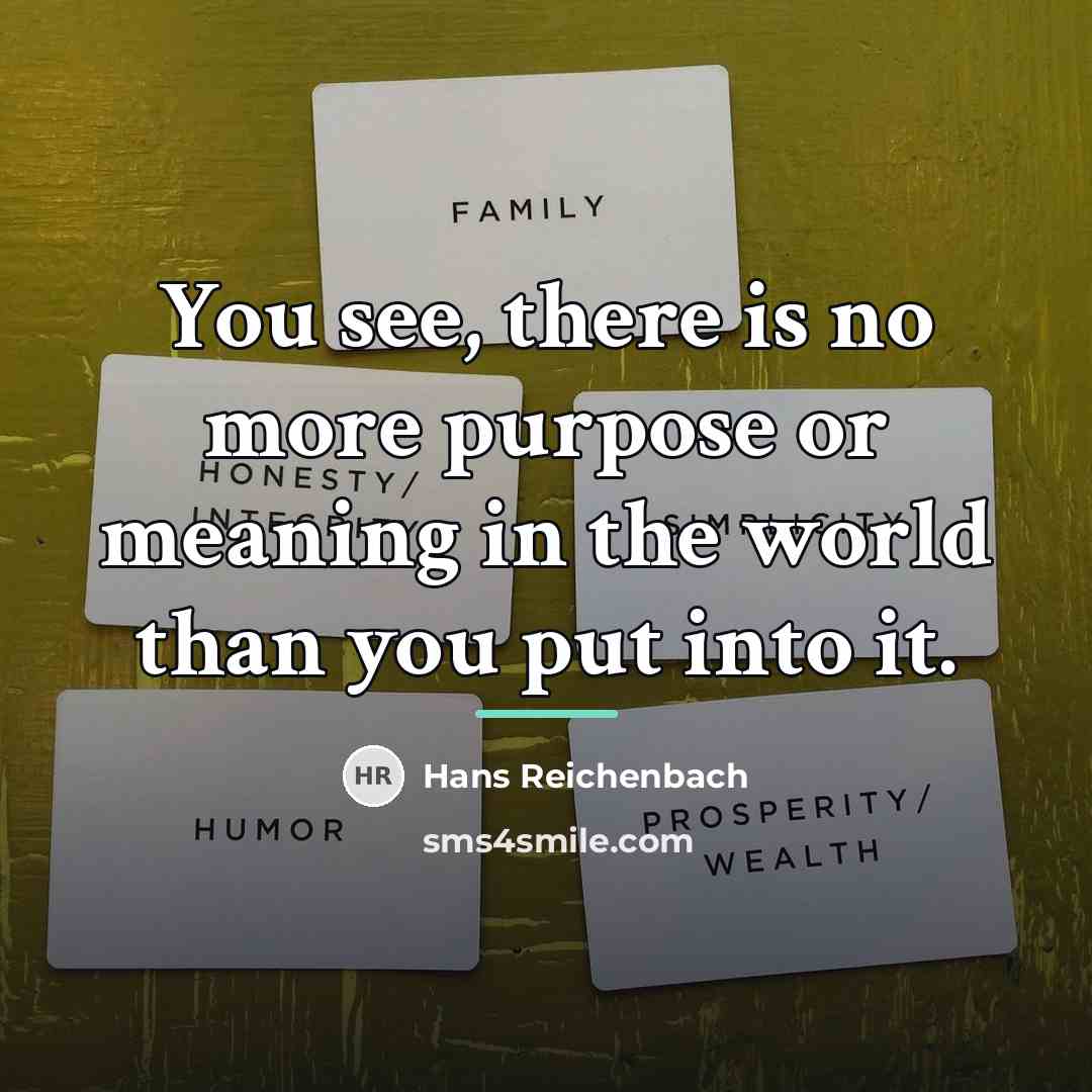 “You see, there is no more purpose or meaning in…” quote by Hans Reichenbach