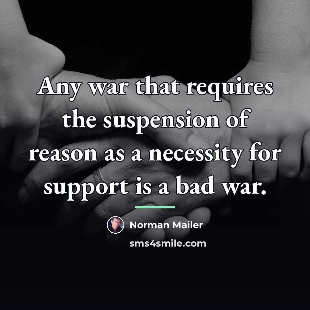 “Any war that requires the suspension of reason as a…” quote by Norman Mailer