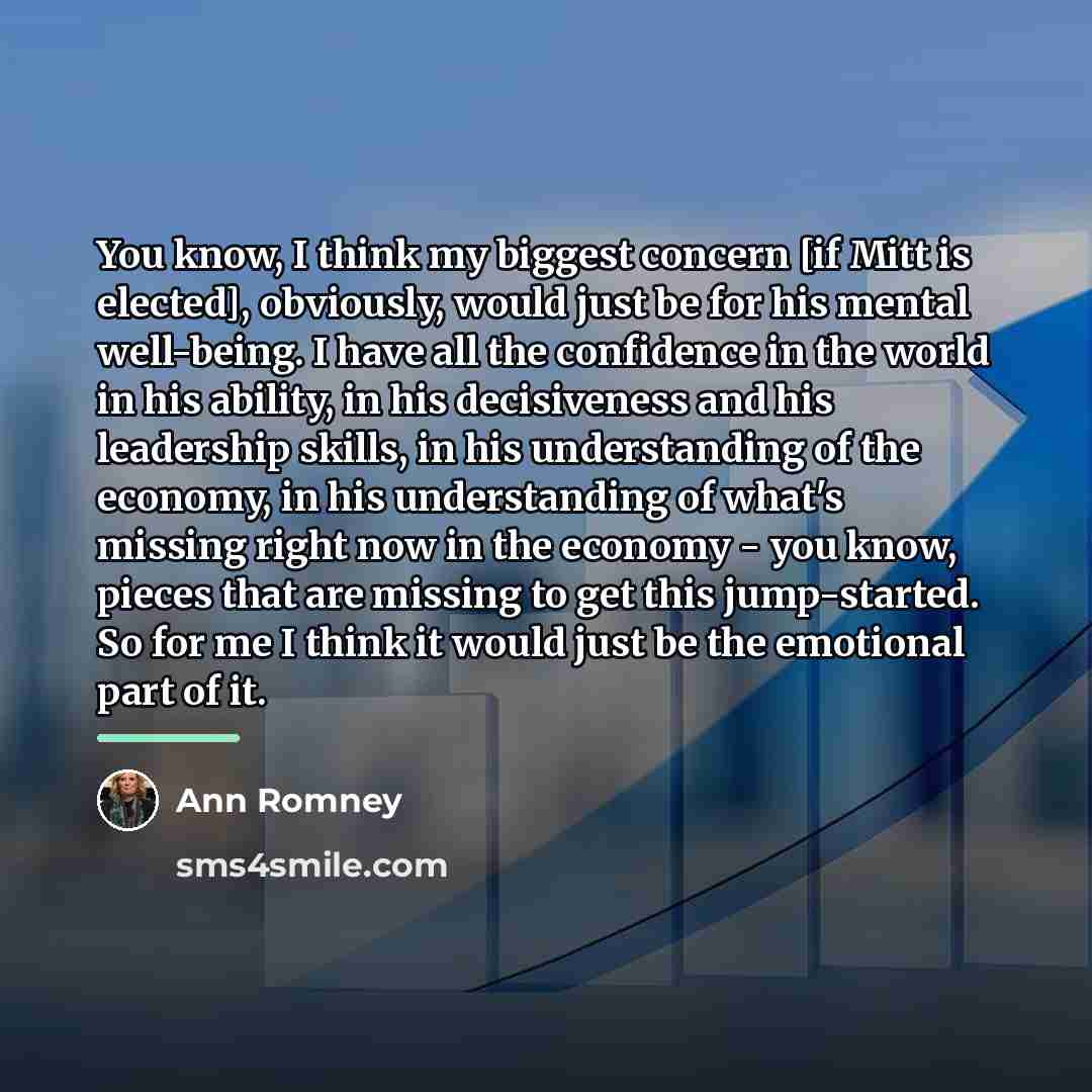 “You know, I think my biggest concern [if Mitt is…” quote by Ann Romney