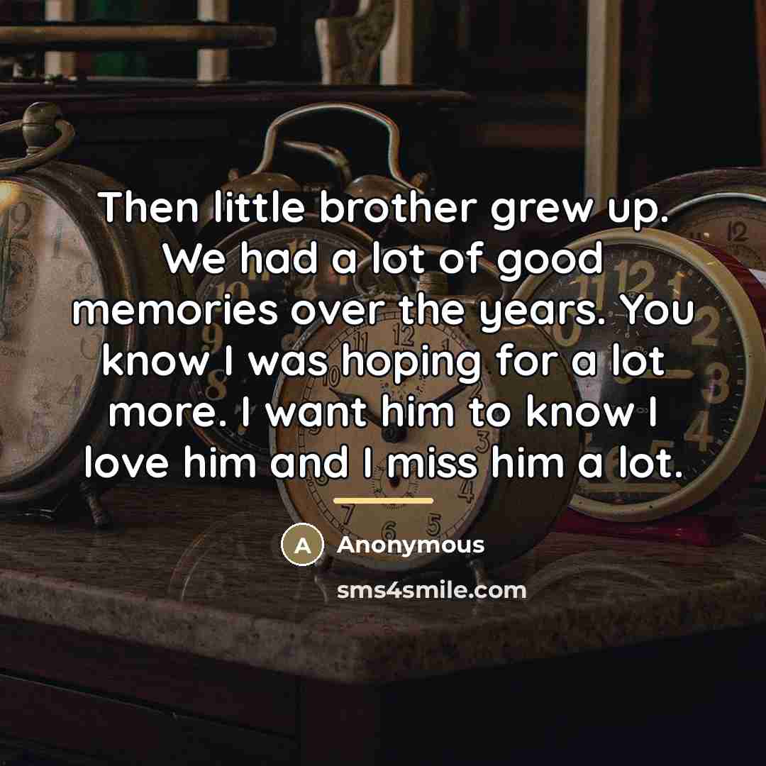 “Then little brother grew up. We had a lot of…” quote by Anonymous