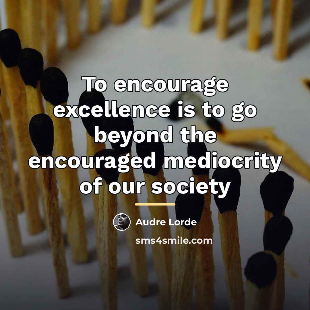 “To encourage excellence is to go beyond the encouraged mediocrity…” quote by Audre Lorde