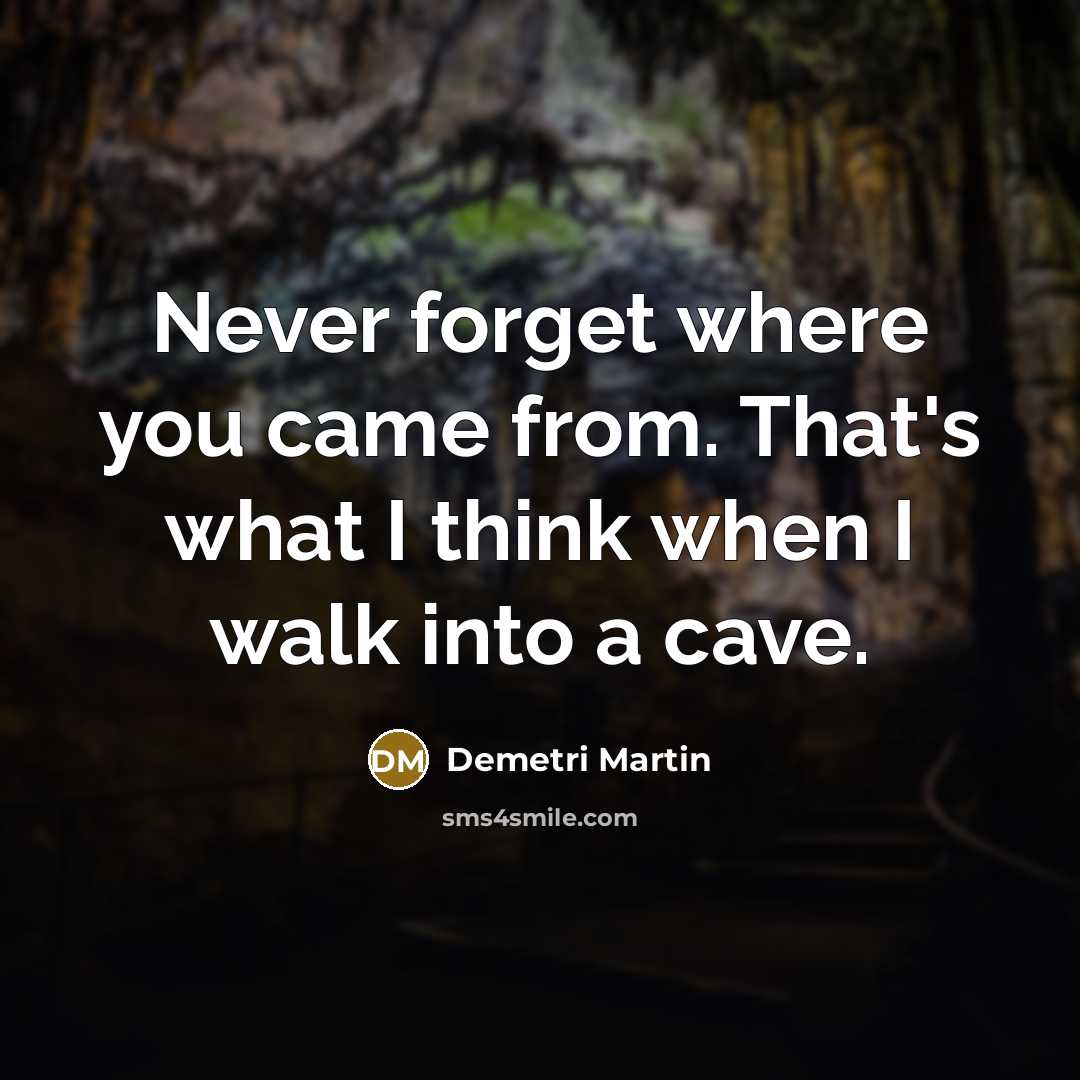 “Never forget where you came from. That's what I think when I walk into a cave.” quote by Demetri Martin