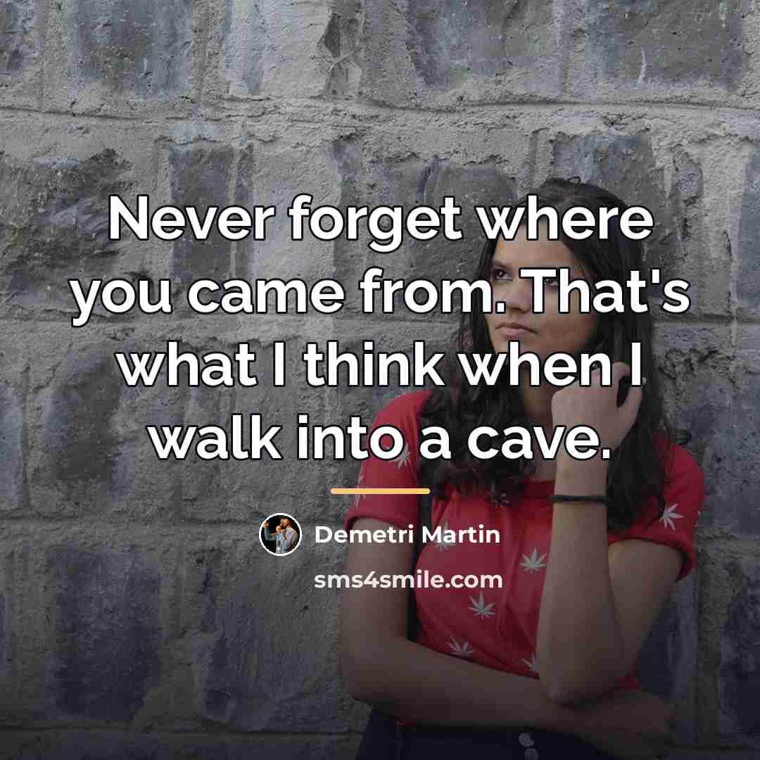 “Never forget where you came from. That's what I think…” quote by Demetri Martin
