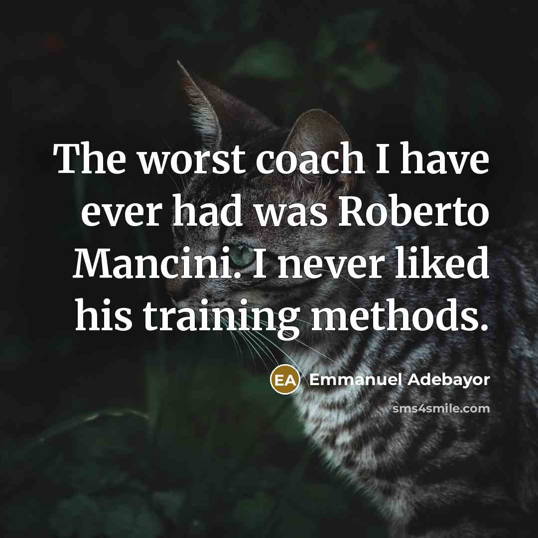 “The worst coach I have ever had was Roberto Mancini.…” quote by Emmanuel Adebayor