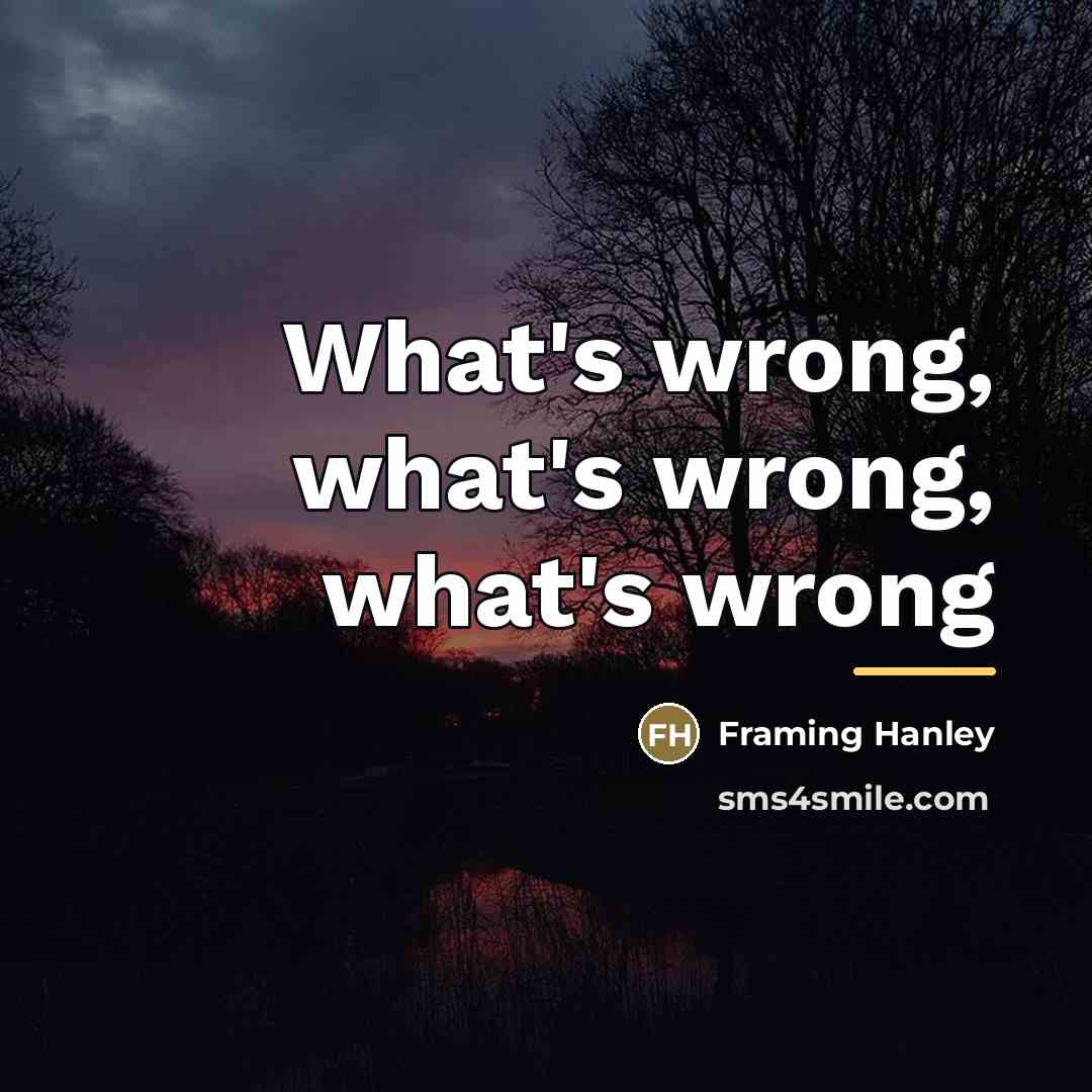 “What's wrong, what's wrong, what's wrong…” quote by Framing Hanley
