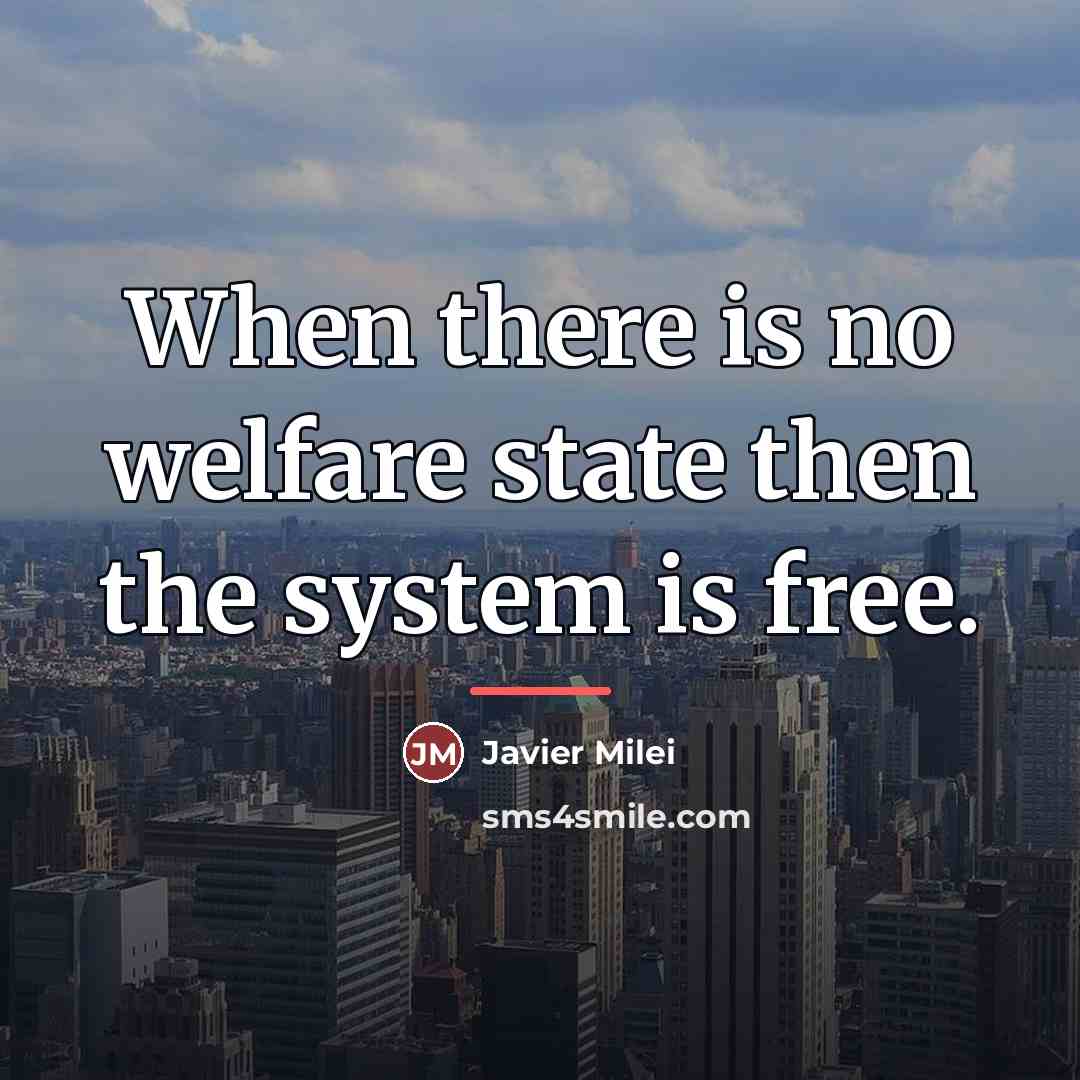 “When there is no welfare state then the system is…” quote by Javier Milei
