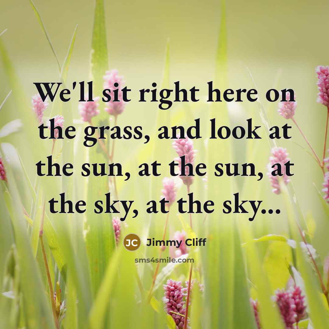 “We'll sit right here on the grass, and look at the sun, at the sun, at the sky, at the sky...” quote by Jimmy Cliff