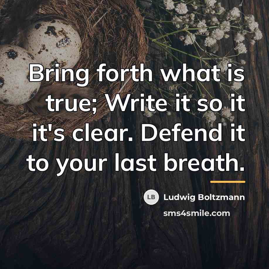 “Bring forth what is true; Write it so it it's…” quote by Ludwig Boltzmann