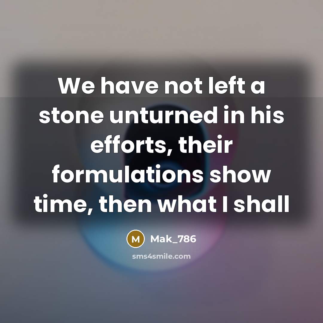 “We have not left a stone unturned in his efforts,…” quote by Mak_786