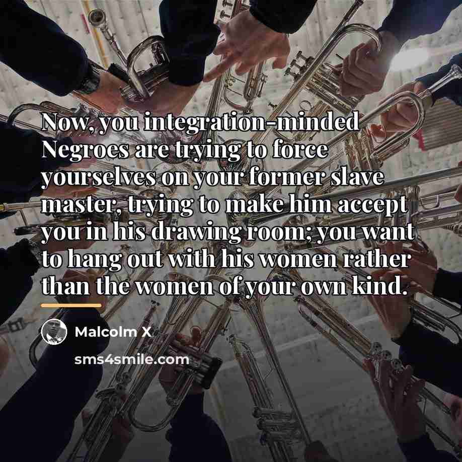 “Now, you integration-minded Negroes are trying to force yourselves on…” quote by Malcolm X