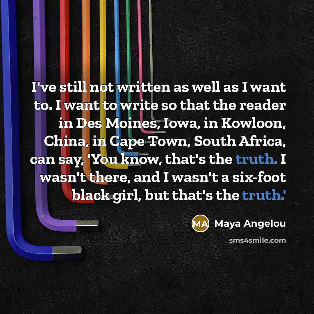 “I've still not written as well as I want to.…” quote by Maya Angelou