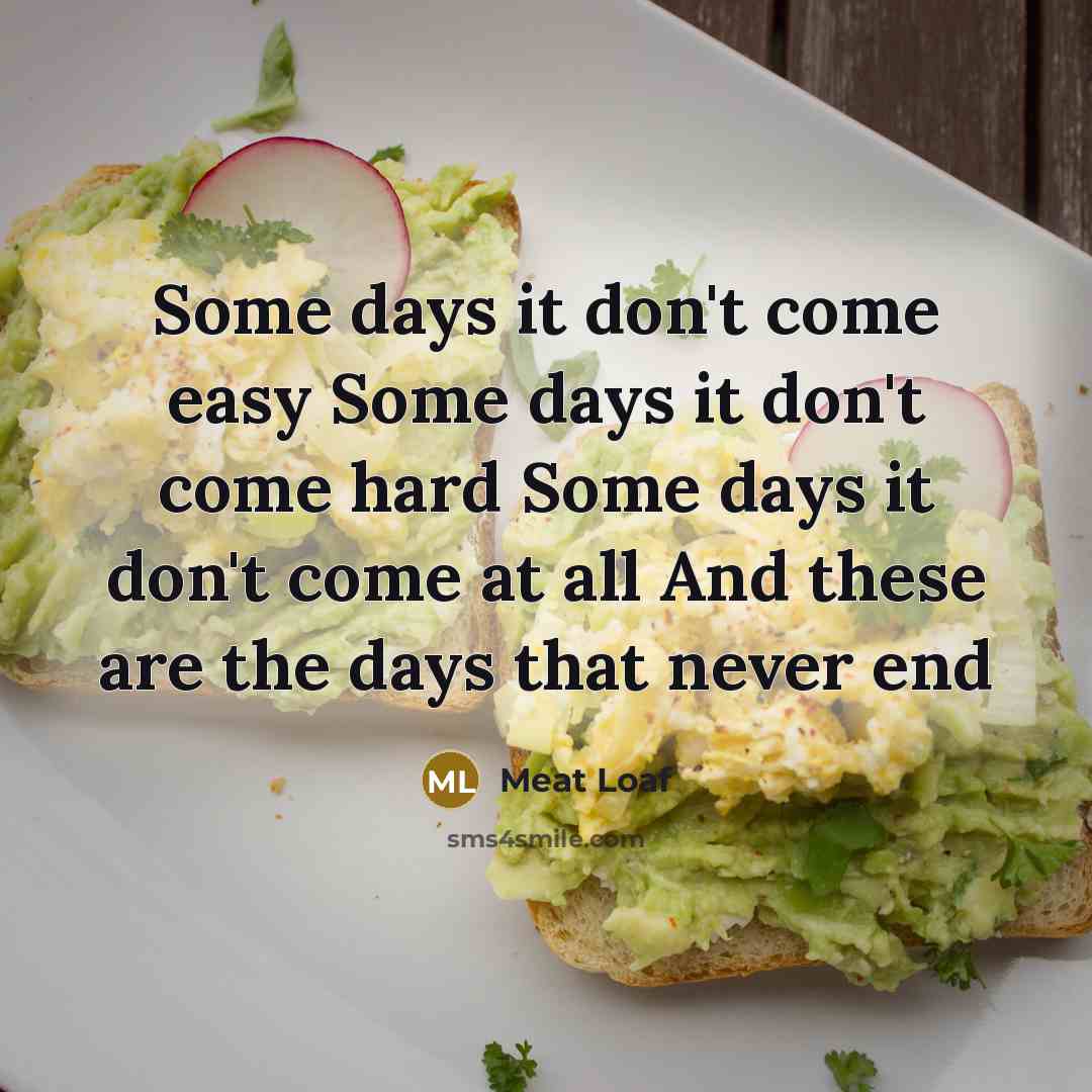 “Some days it don't come easy Some days it don't…” quote by Meat Loaf