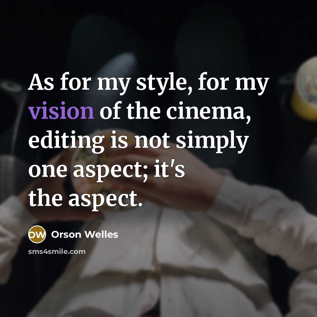 “As for my style, for my vision of the cinema,…” quote by Orson Welles