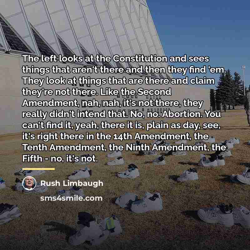 “The left looks at the Constitution and sees things that…” quote by Rush Limbaugh