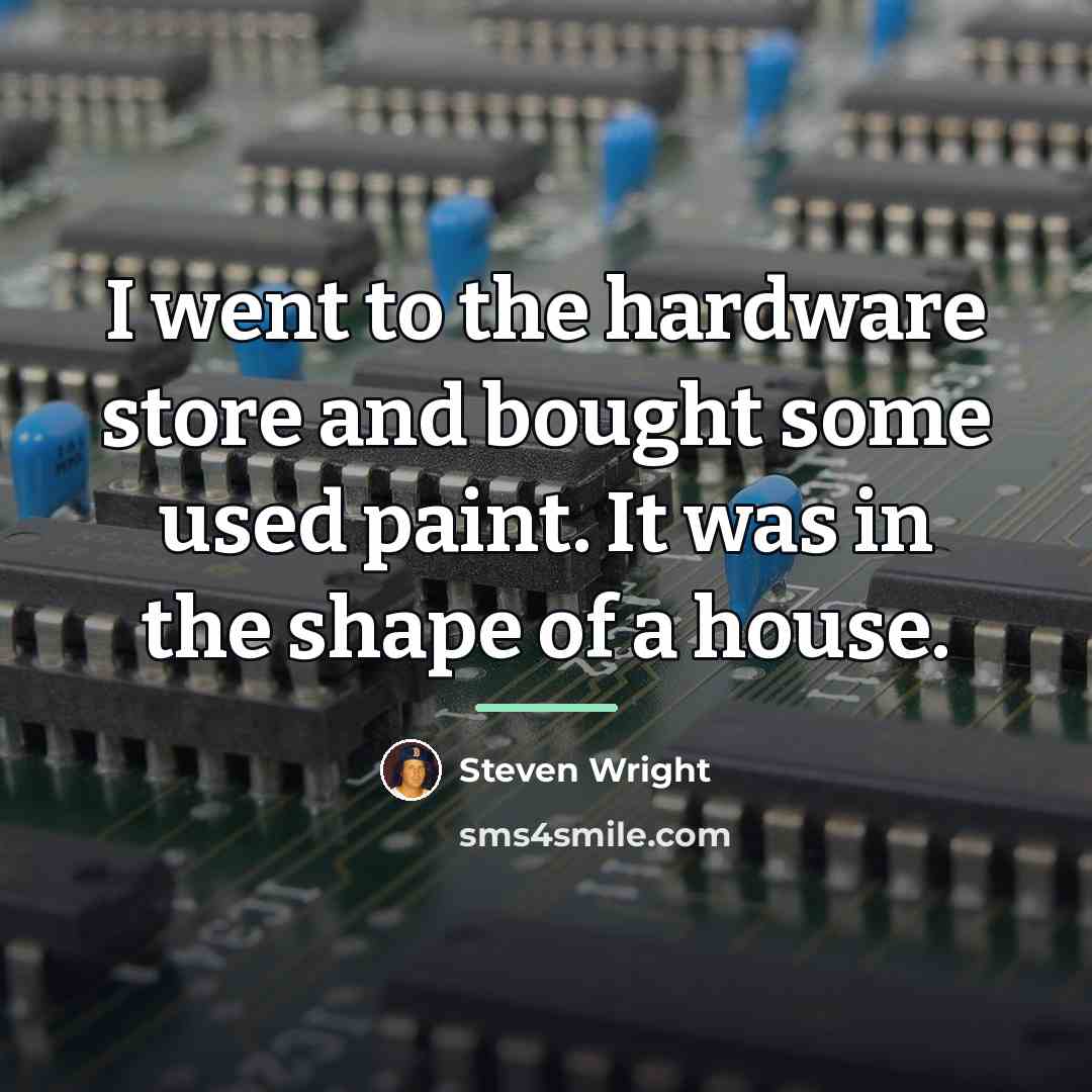 “I went to the hardware store and bought some used…” quote by Steven Wright