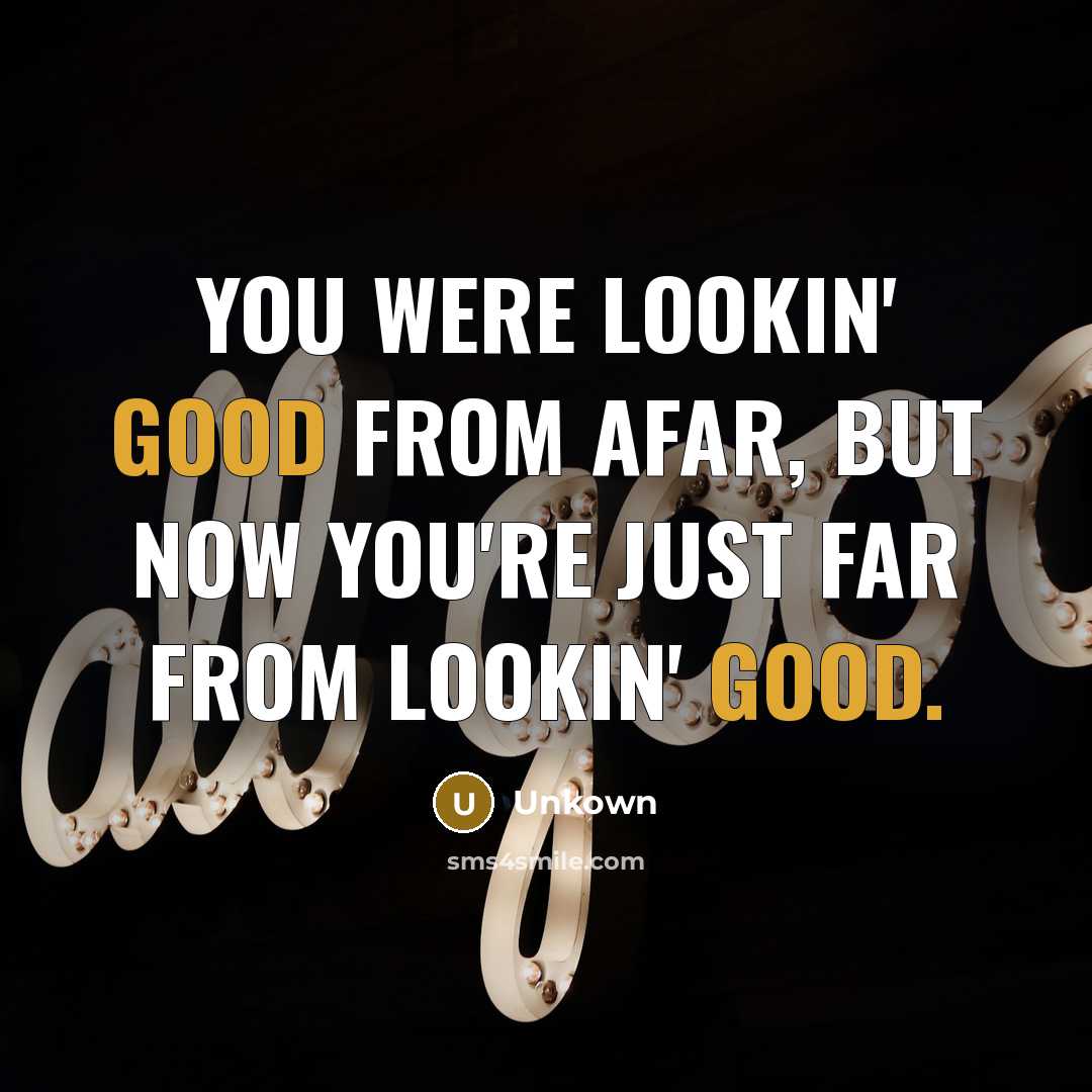 “You were lookin' good from afar, but now you're just far from lookin' good.” quote by Unkown