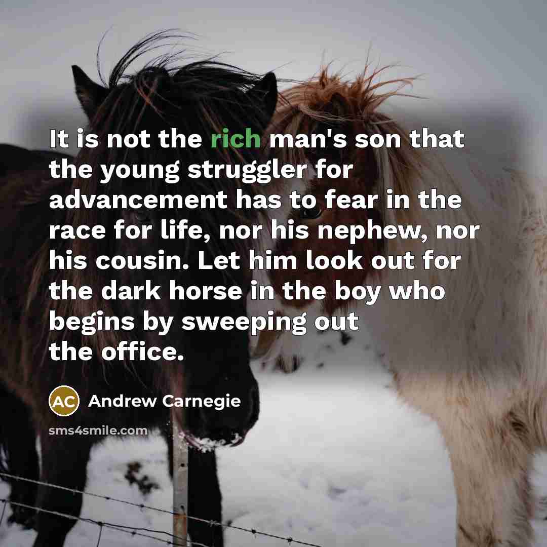 “It is not the rich man's son that the young…” quote by Andrew Carnegie