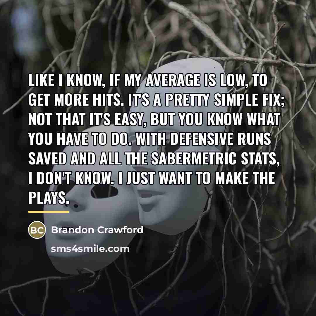 “Like I know, if my average is low, to get…” quote by Brandon Crawford