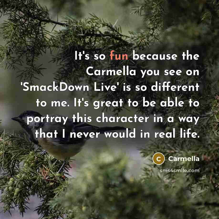 “It's so fun because the Carmella you see on 'SmackDown…” quote by Carmella