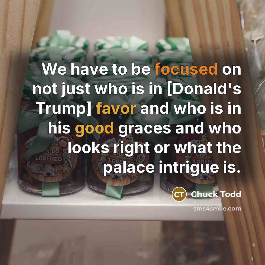 “We have to be focused on not just who is in [Donald's Trump] favor and who is in his good graces and who looks right or what the palace intrigue is.” quote by Chuck Todd