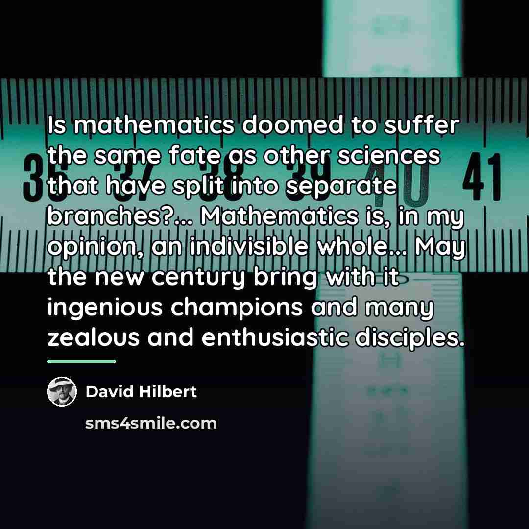 “Is mathematics doomed to suffer the same fate as other…” quote by David Hilbert