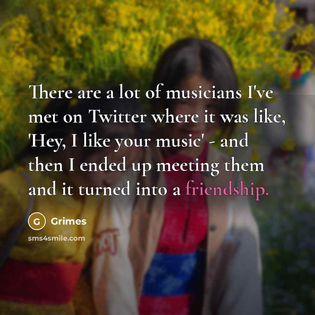 “There are a lot of musicians I've met on Twitter…” quote by Grimes