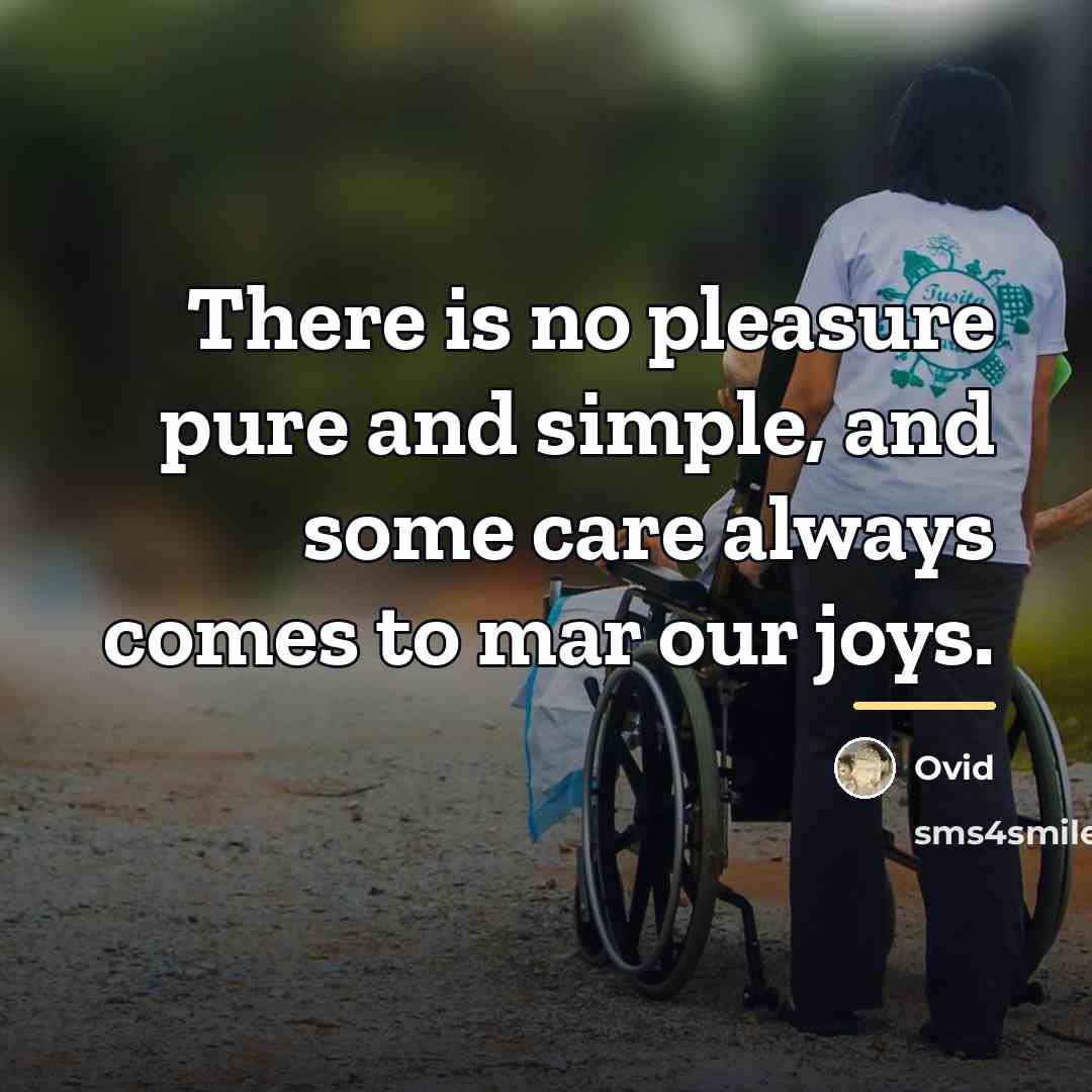 “There is no pleasure pure and simple, and some care…” quote by Ovid
