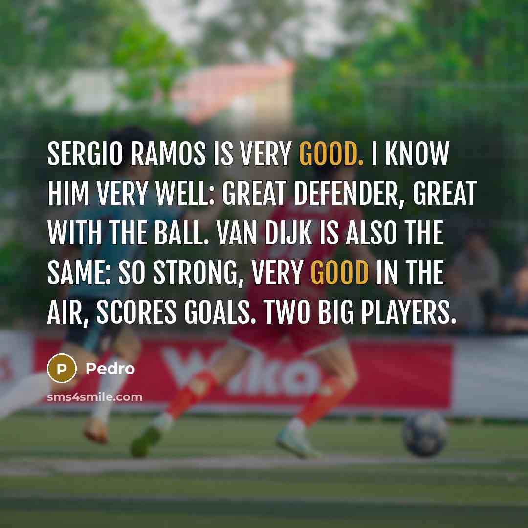 “Sergio Ramos is very good. I know him very well:…” quote by Pedro