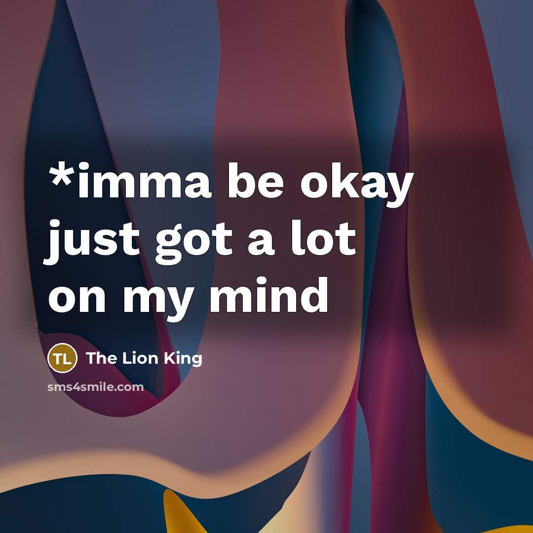 “*imma be okay just got a lot on my mind…” quote by The Lion King