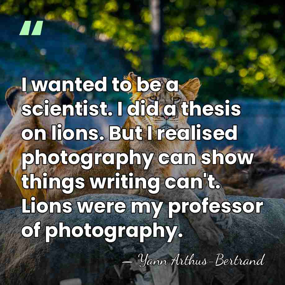 I wanted to be a scientist. I did a thesis on lions.&hellip; - Yann Arthus-Bertrand