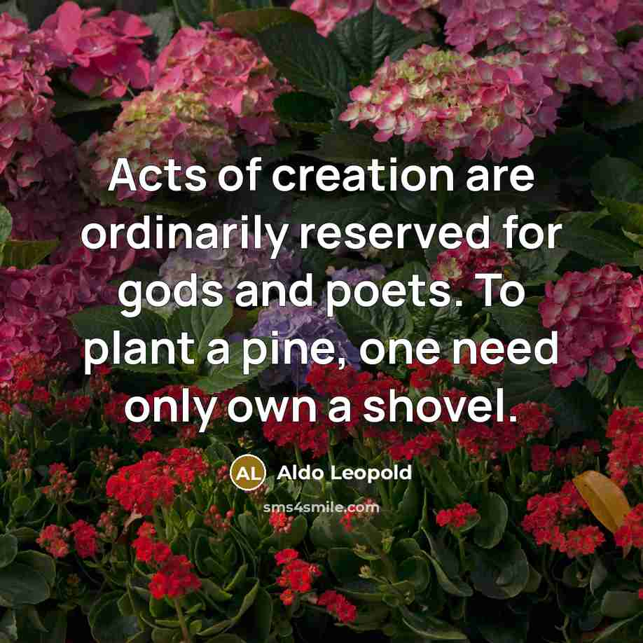 “Acts of creation are ordinarily reserved for gods and poets.…” quote by Aldo Leopold