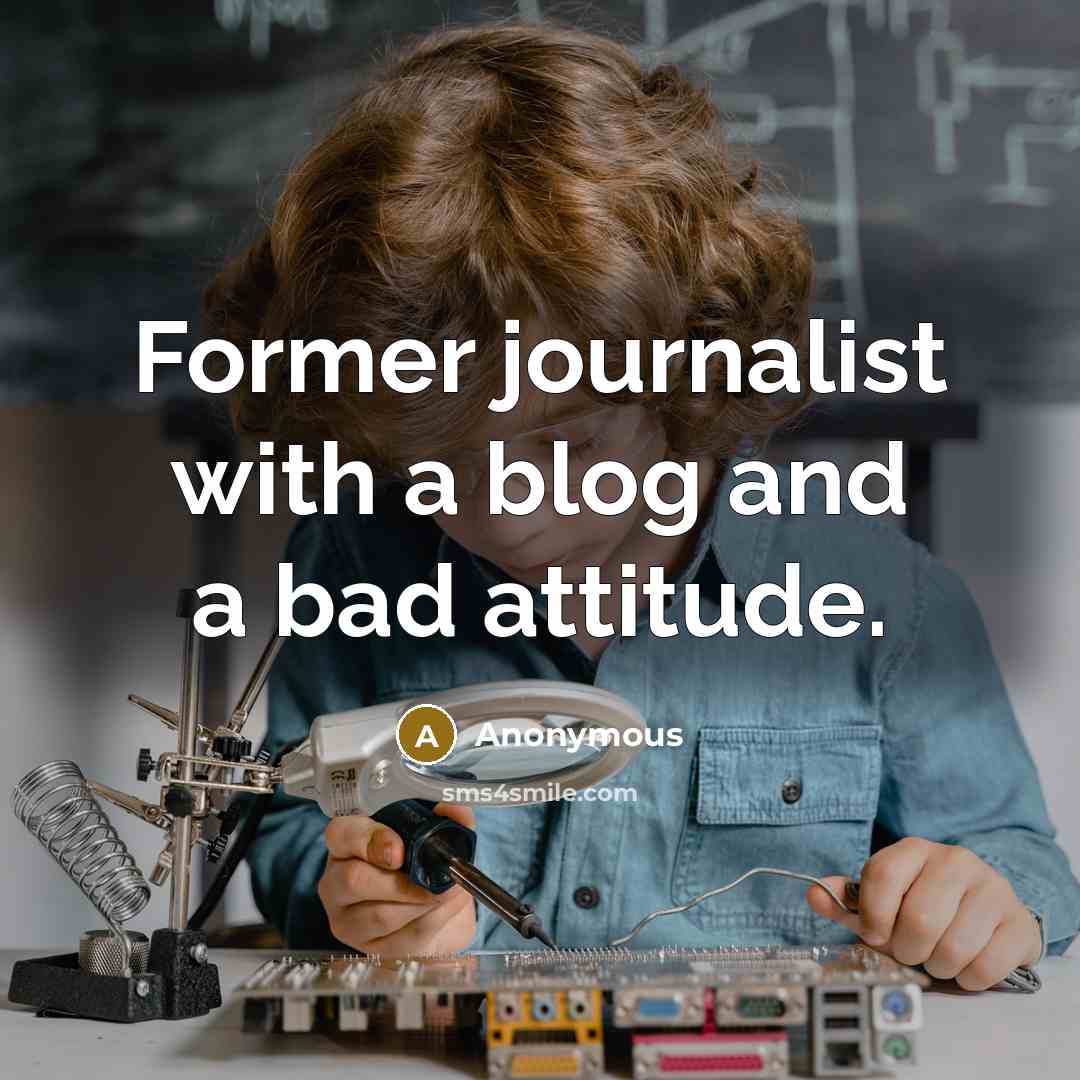“Former journalist with a blog and a bad attitude.” quote by Anonymous
