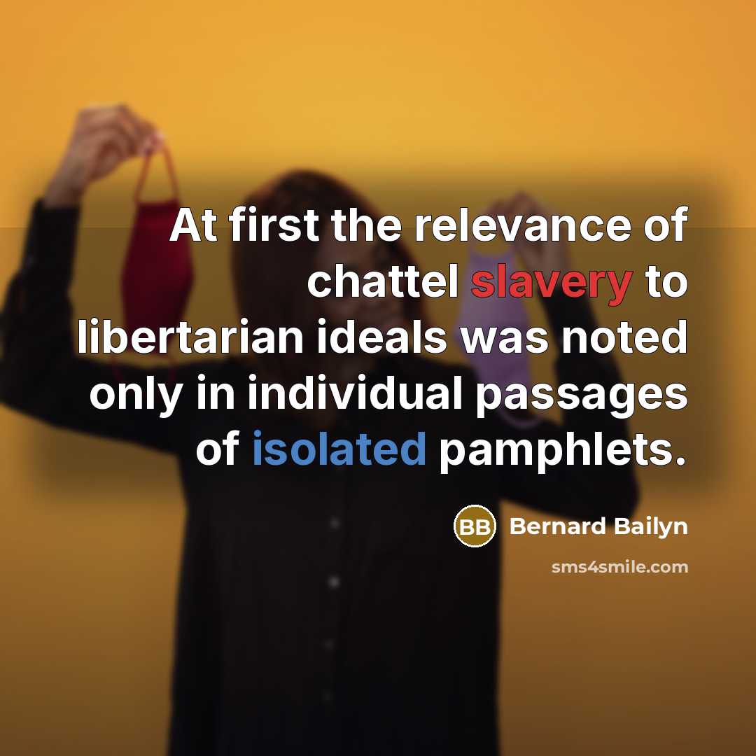 “At first the relevance of chattel slavery to libertarian ideals…” quote by Bernard Bailyn
