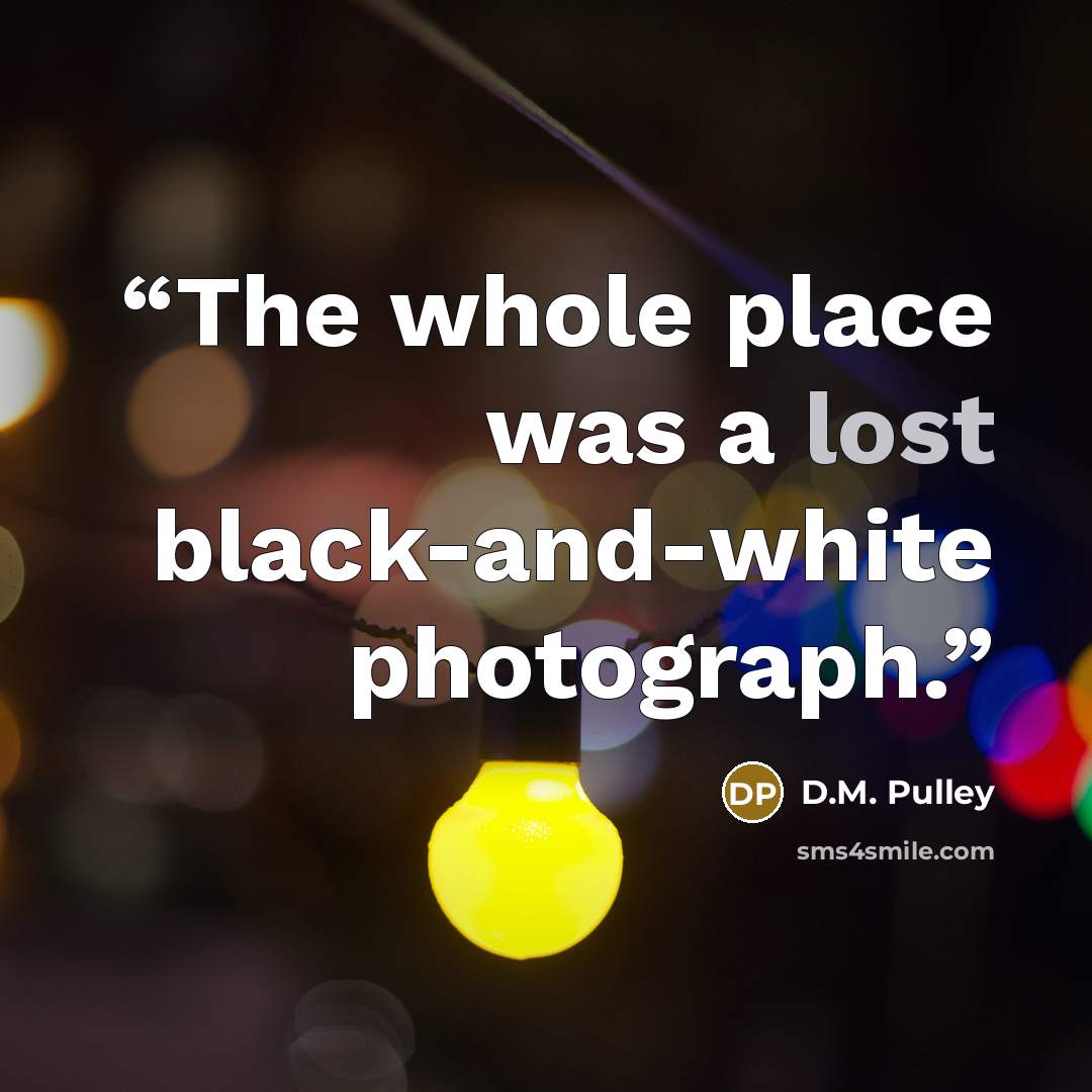 “The whole place was a lost black-and-white photograph.” quote by D.M. Pulley