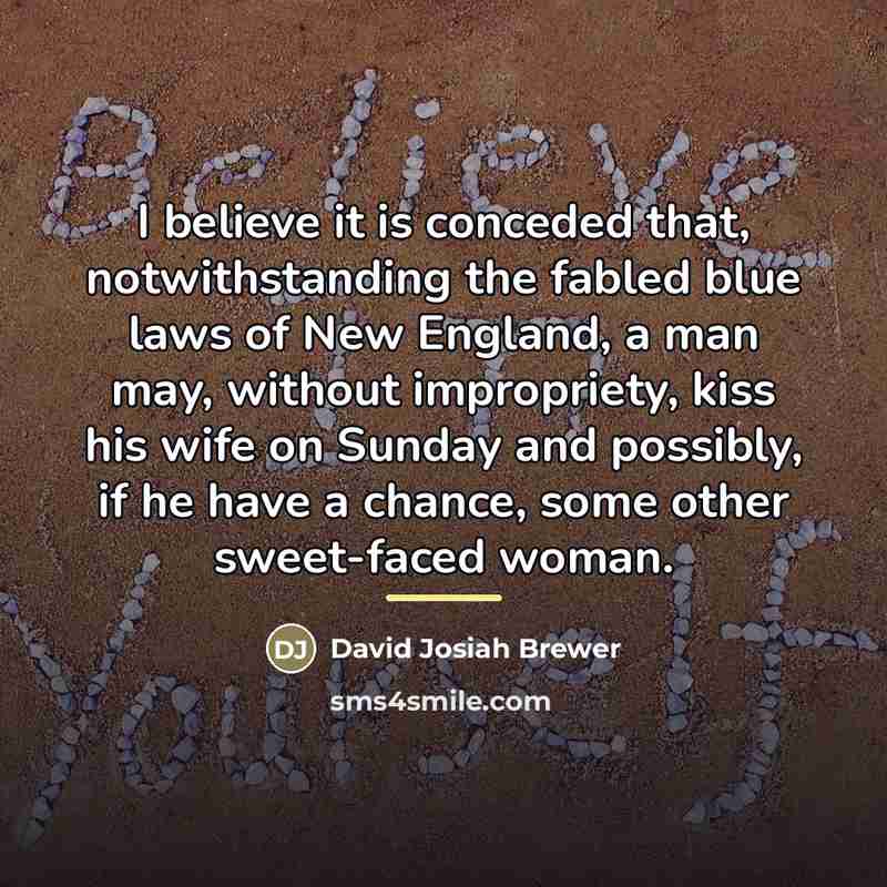 “I believe it is conceded that, notwithstanding the fabled blue…” quote by David Josiah Brewer