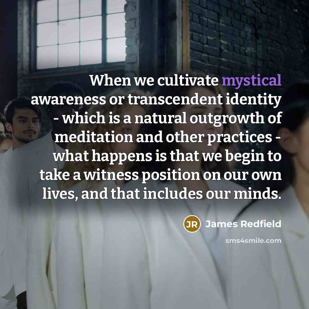 “When we cultivate mystical awareness or transcendent identity - which…” quote by James Redfield