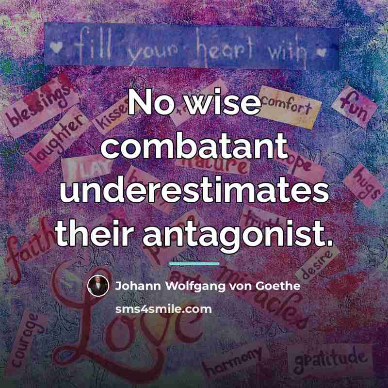 “No wise combatant underestimates their antagonist.…” quote by Johann Wolfgang von Goethe
