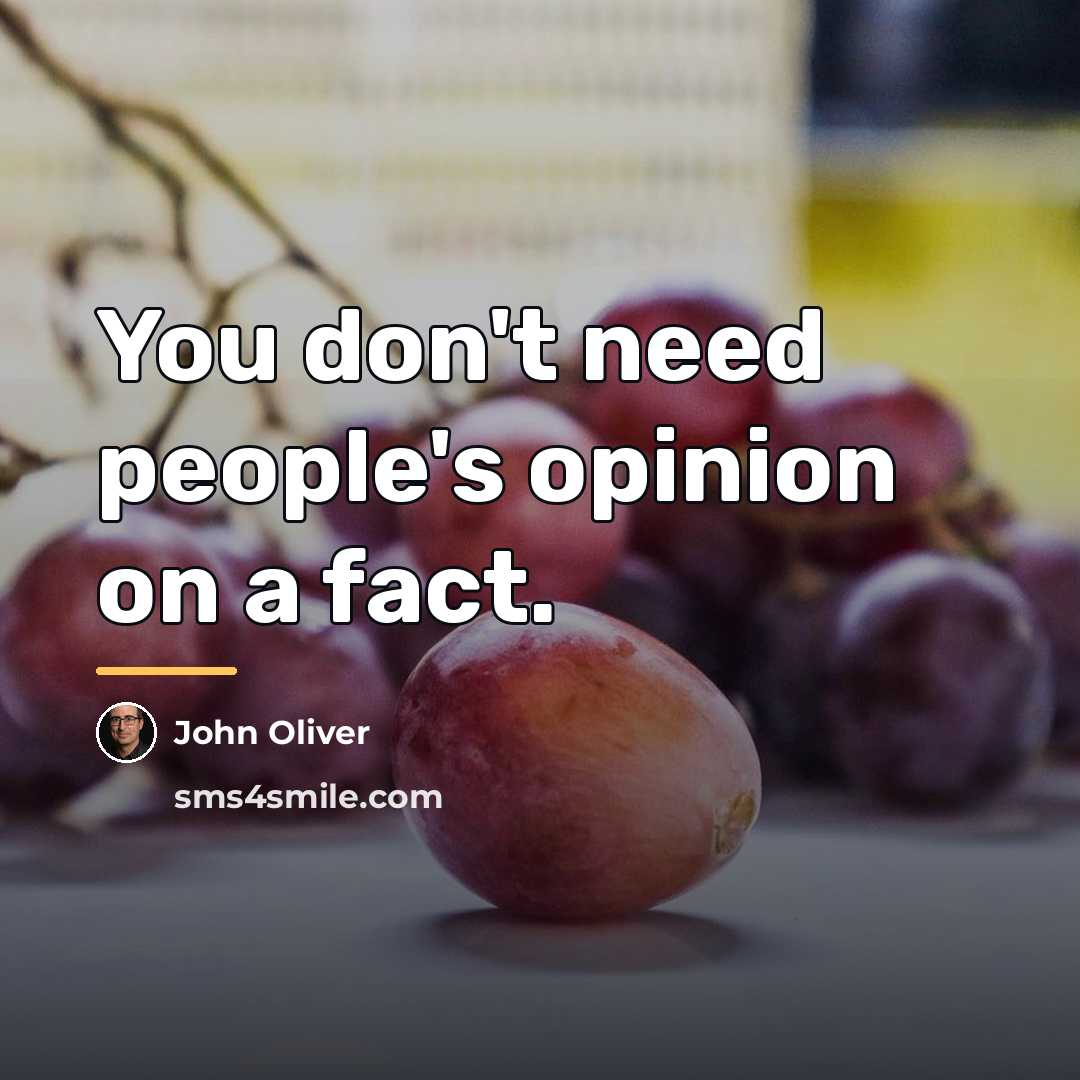 “You don't need people's opinion on a fact.…” quote by John Oliver