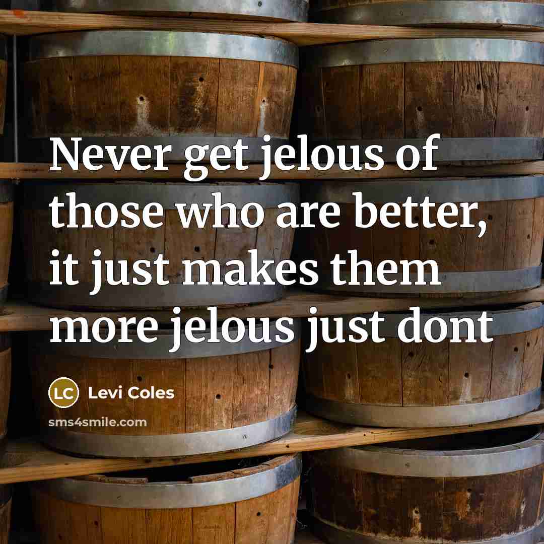 “Never get jelous of those who are better, it just makes them more jelous just dont” quote by Levi Coles