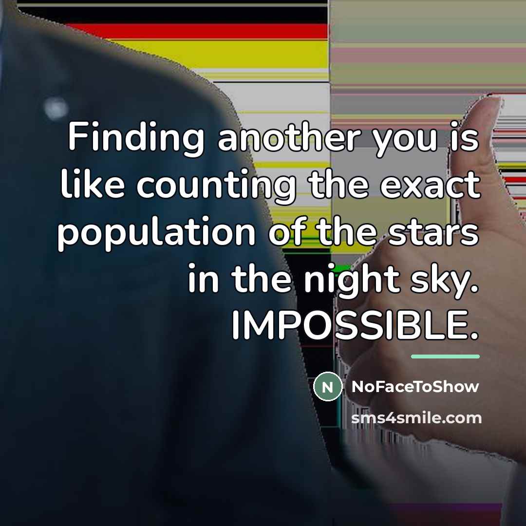“Finding another you is like counting the exact population of…” quote by NoFaceToShow