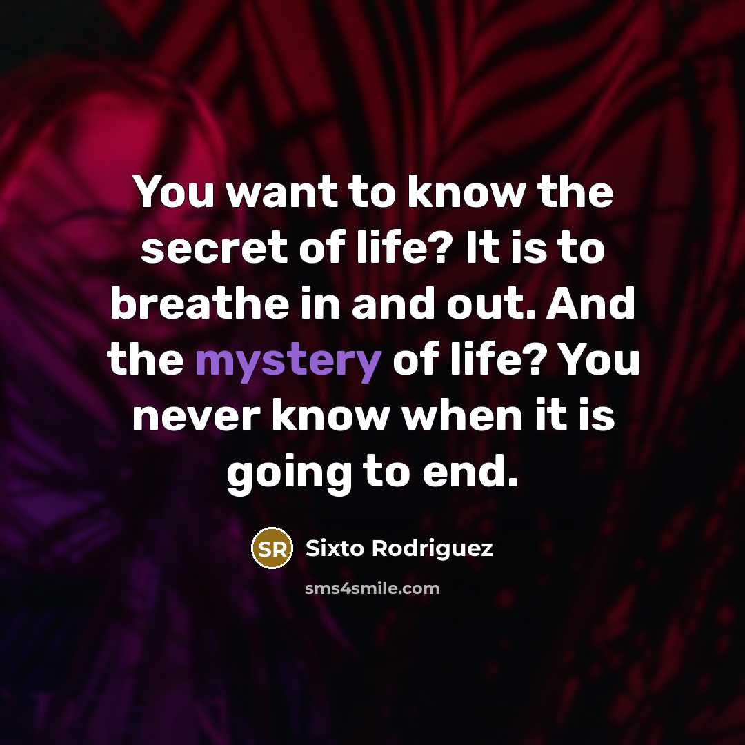“You want to know the secret of life? It is…” quote by Sixto Rodriguez