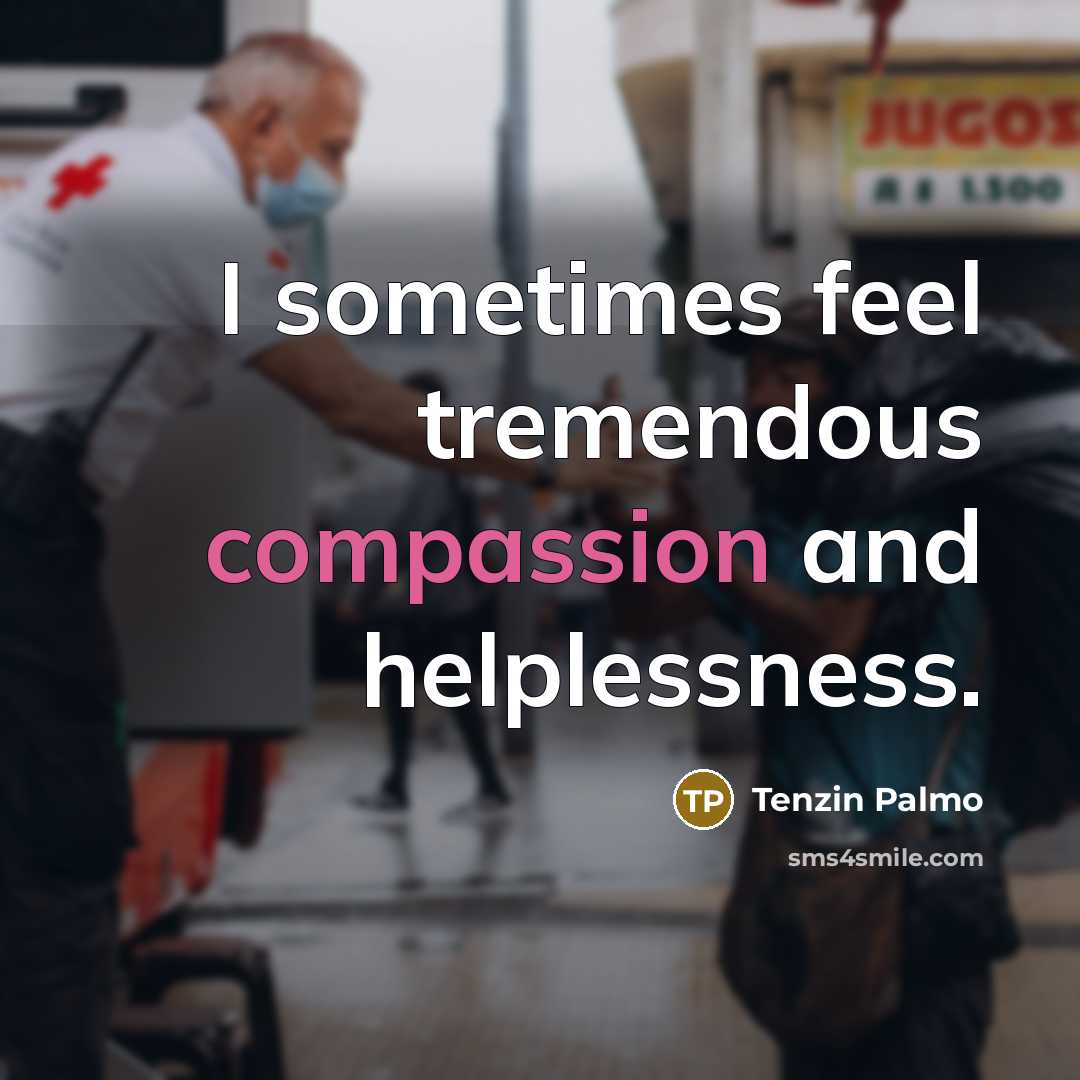 “I sometimes feel tremendous compassion and helplessness.…” quote by Tenzin Palmo