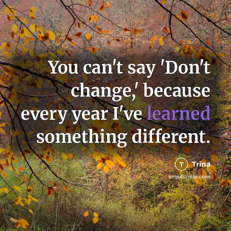 “You can't say 'Don't change,' because every year I've learned…” quote by Trina