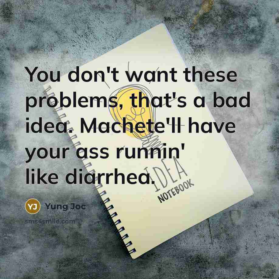“You don't want these problems, that's a bad idea. Machete'll…” quote by Yung Joc