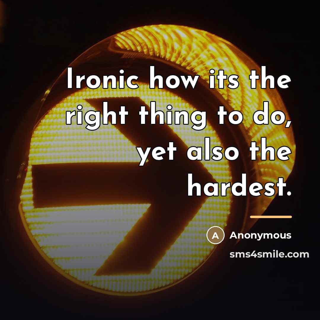 “Ironic how its the right thing to do, yet also…” quote by Anonymous