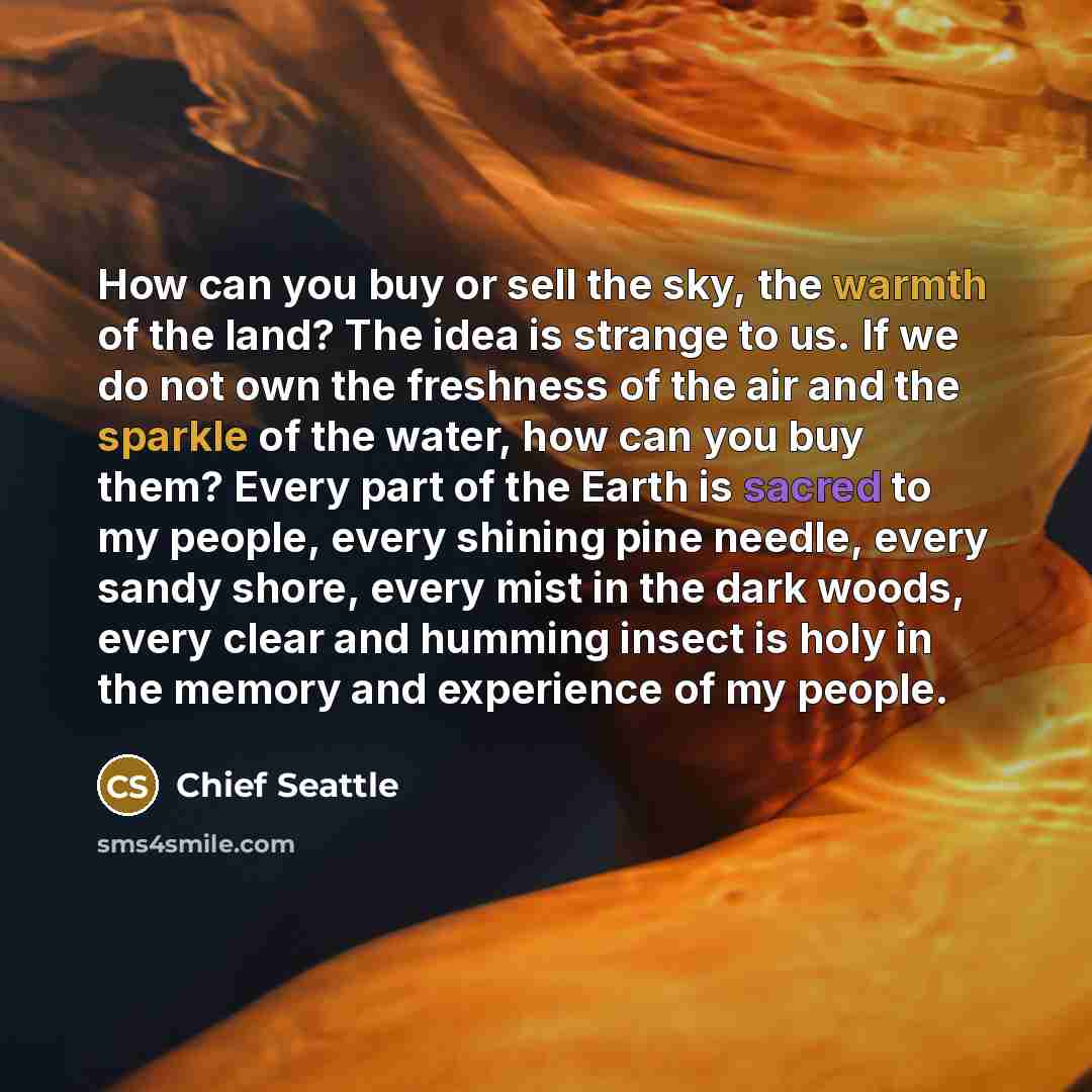 “How can you buy or sell the sky, the warmth…” quote by Chief Seattle