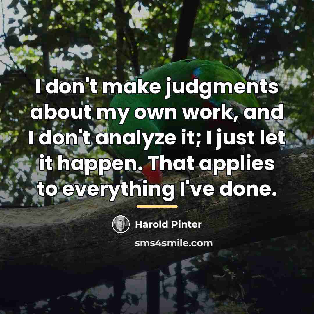 “I don't make judgments about my own work, and I…” quote by Harold Pinter