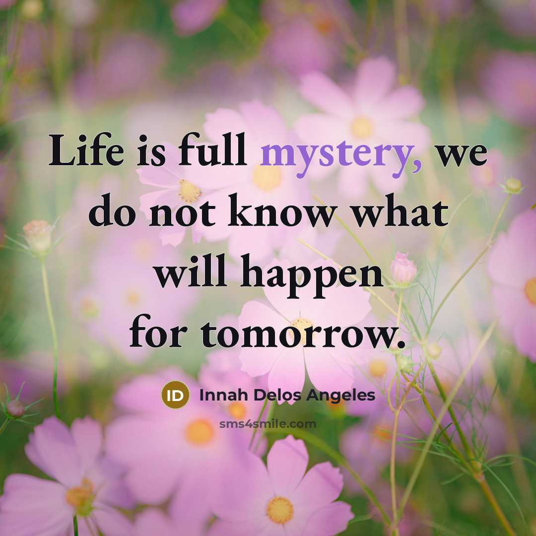 “Life is full mystery, we do not know what will…” quote by Innah Delos Angeles