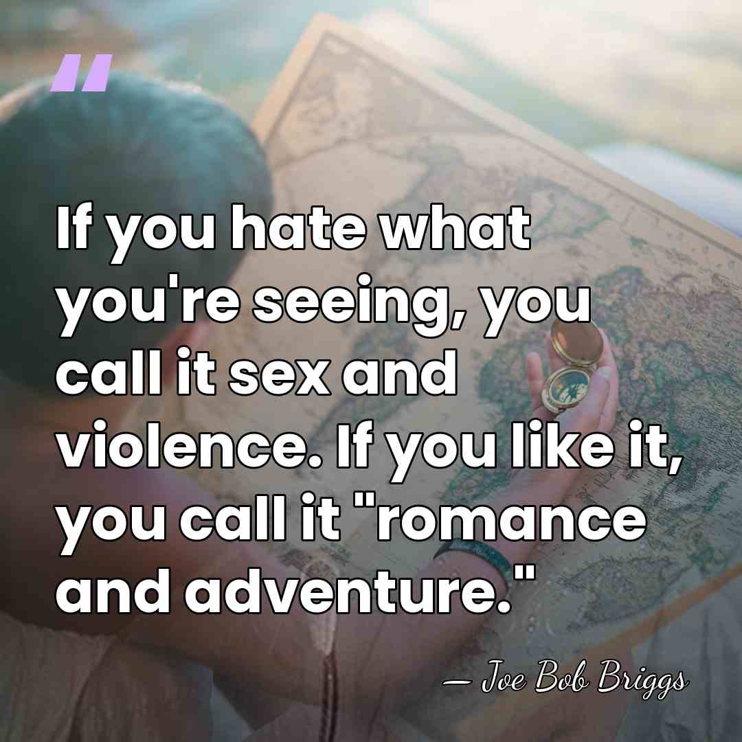 If you hate what you're seeing, you call it sex and violence.&hellip; - Joe Bob Briggs